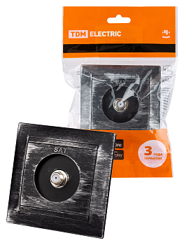 TDM Розетка SAT (F-разъем) 0-2400МГц старинное серебро "Лама" SQ1815-0662