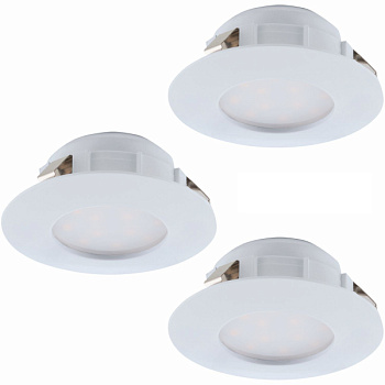 Eglo 95821 Комплект светодиод. встраив. светильников PINEDA, 3х6W(LED), ?78, IP44, пластик, белый