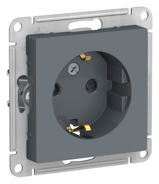 Купить Systeme Electric AtlasDesign Грифель Розетка с/з со шторками, 16А, механизм