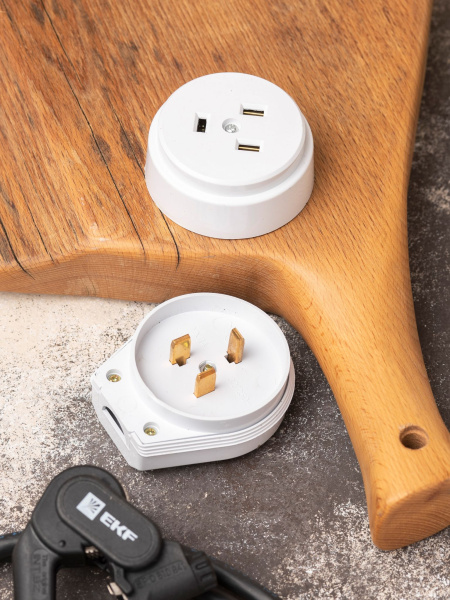 Купить EKF PROxima Разъем РШ-ВШ 32А 250В 2P+PE (ОУ) пластиковый бел.