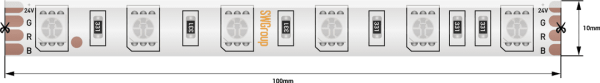 SWG Лента светодиодная стандарт 5050, 60 LED/м, 14,4 Вт/м, 24В , IP65, Цвет: RGB SWG560-24-14.4-RGB-65
