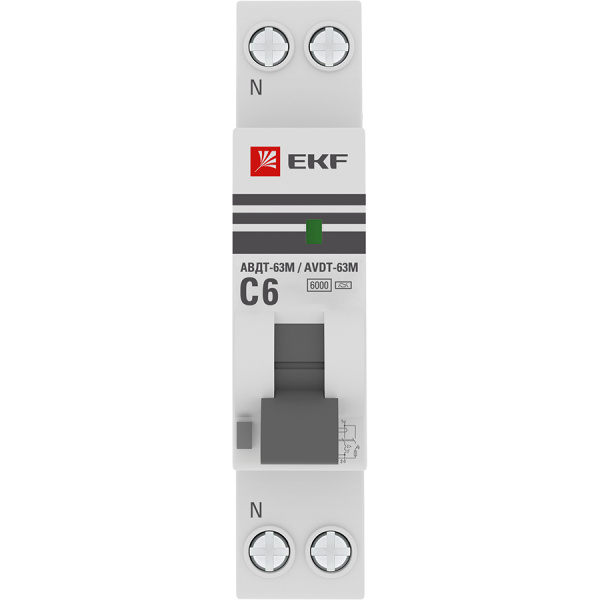 Купить EKF PROxima АВДТ-63 Автоматический выключатель дифференциального тока (C) 6А/10мА тип А 6кА , электронный D636EA06C10