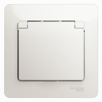 Systeme Electric Glossa Перламутр Розетка с/з со шторками с крышкой, 16А, IP20 (в сборе)