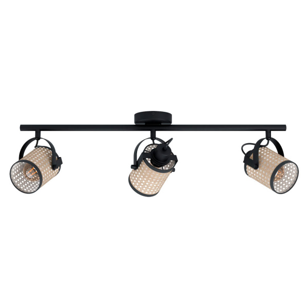 Eglo 43495 Cпот RUSCOMB регул., 3х10W (E27), L775, H175, А235, сталь, черный/бумага, пластик, натуральный