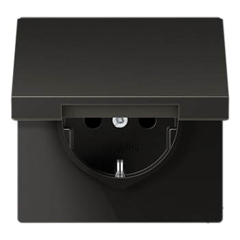 JUNG LS 990 Антрацит Розетка с/з с крышкой безвинт. зажим AL1520KLAN