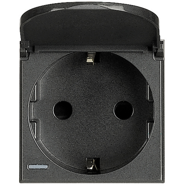 Купить BT Axolute Антрацит Розетка с/з с защит.шторками c крышкой,безвинт зажим,возможность индикации,2 мод HS4141PW