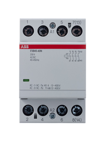 Купить ABB Контактор ESB40-40N-06 модульный (40А АС-1, 4НО), катушка 230В AC/DC 1SAE341111R0640
