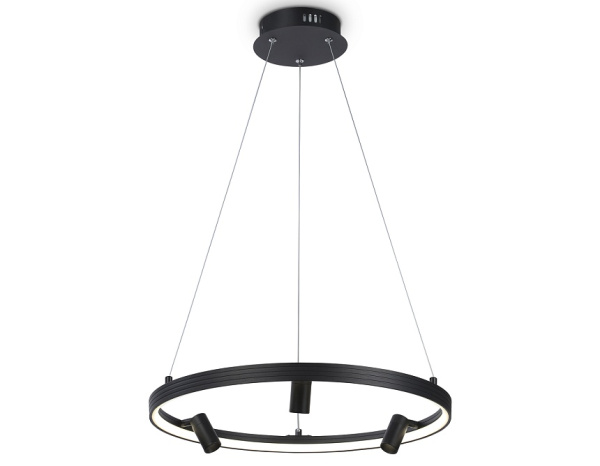 Ambrella Светильник светодиодный подвесной с пультом FL5284/1+3 BK черный 50W 3000K/4200K/6400K+4200K D500*1200 (ПДУ ИК)