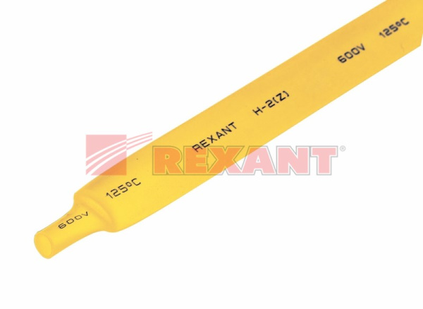 Купить 12.0 / 6.0 мм 1м термоусадка желтая Rexant 21-2002