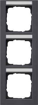 Gira E2 Антрацит Рамка 3-ая вертикальная с полем для надписи 110323