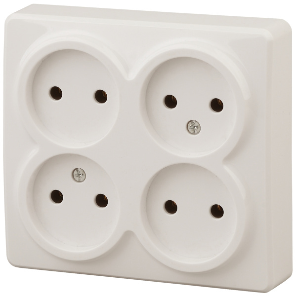 ЭРА 11-2210-02 Эксперт Сл.кость Розетка 4-ая б/з со шт ОУ