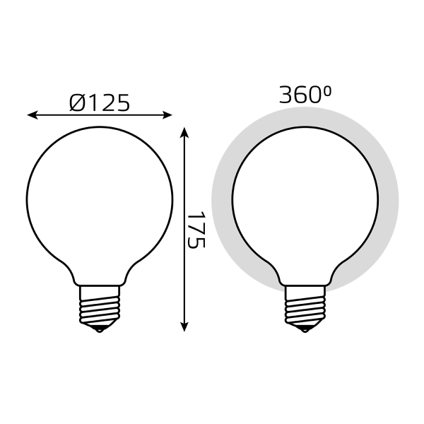 Купить Gauss Лампа Filament G125 10W 1100lm 4100К Е27 milky диммируемая LED 187202210-D