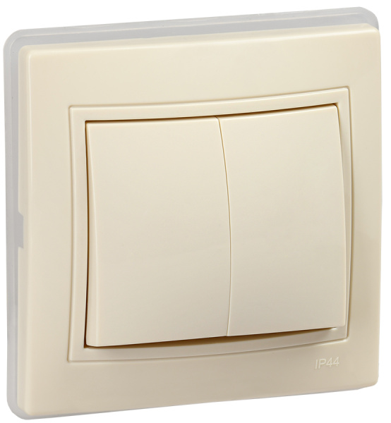 IEK KVARTA Выключатель 2кл ВС10-2-0-ККм-44 10А крем.