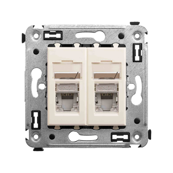 DKC Компьютерная розетка RJ-45 в стену, кат.5e двойная экранированная,"Avanti", "Ванильная дымка"