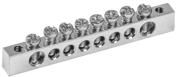 IEK Шина PEN "земля-ноль" 6х9мм 8/2 Ni (8групп/крепеж по краям)