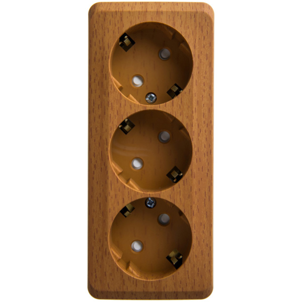 Systeme Electric Этюд наруж Бук Розетка 3-ая с/з со шторками 16А 250B