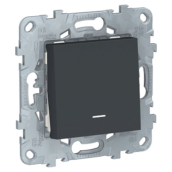 SE Unica New Антрацит Выключатель 1-клавишный, с подсветкой, сх. 1а NU520154N