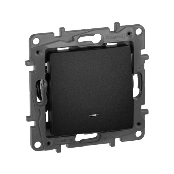 Legrand Etika Антрацит Переключатель с подсветкой, 10А, авт. клем 672615