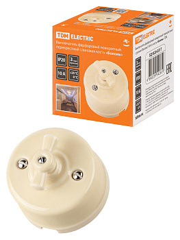 TDM Выключатель фарфоровый поворотный перекрёстный с ручкой (бантик) 10А сл. кость «Болонь» SQ1820-0317