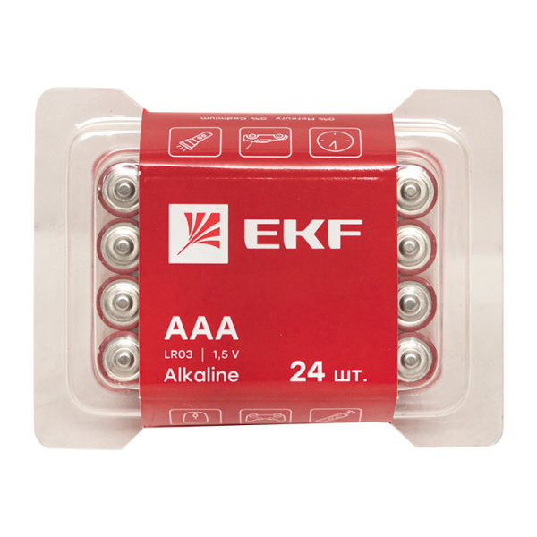 EKF PROxima Алкалиновая батарейка типа ААА(LR03) пластиковый бокс 24шт. Купить EKF PROxima Алкалиновая батарейка типа ААА(LR03) пластиковый бокс 24шт.