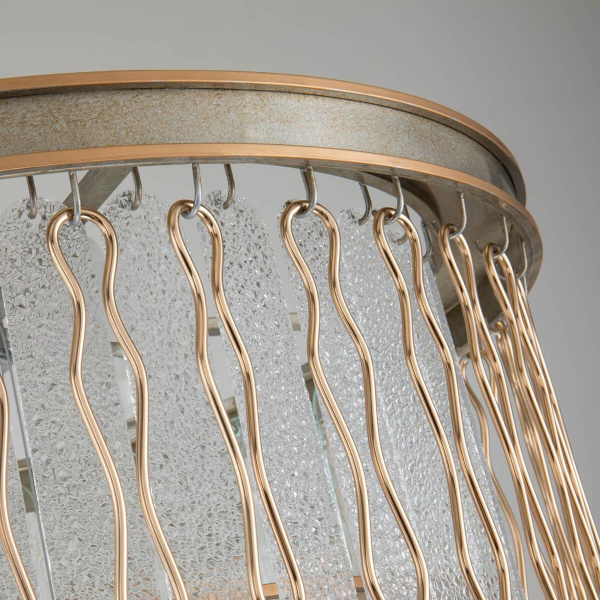 Купить Favourite Classic подвесная люстра каркас цвета французского серебра с золотой окантовкой, декоративные элементы из металла золотого цвета, подвески и 2696-9P