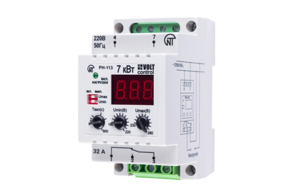 Купить Новатек Реле контроля 1-фаз. напряжения РН-113 (3мод.), 32А АС1