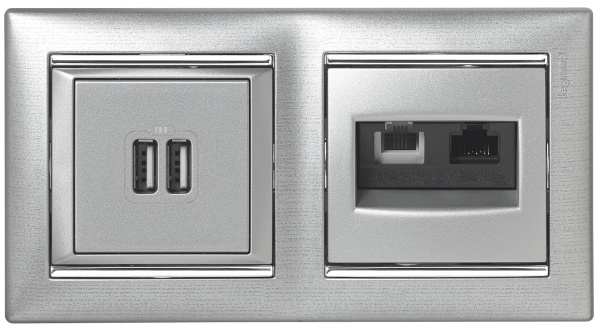 Купить Legrand Valena Алюминий Розетка 2-ая USB 770270