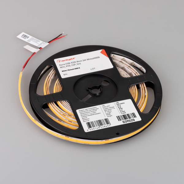 Купить Arlight Лента COB-X320-8mm 24V White6000(8 W/m, IP20, CSP, 5m) (-) 039020