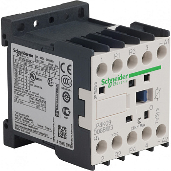 SE Contactors K Контактор 4P(2НО+ 2НЗ), AC1.20A, 24VDC 1.8 Вт,расш.диапазон LP4K09008BW3