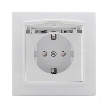 EKF Basic Минск Белый Розетка с/з, со шторками и крышкой, 16А, СП