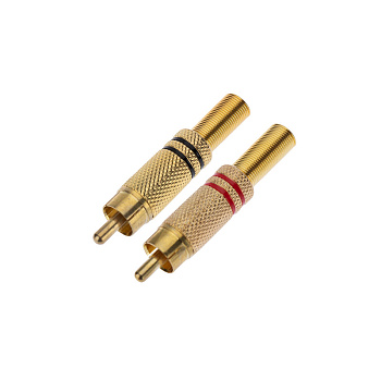PROconnect Разъем штекер RCA Металл пайка ZN Чёрные/Красные GOLD 14-0405-1