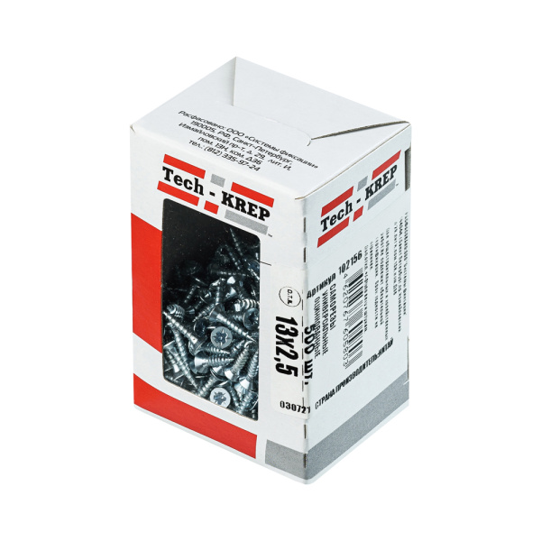 Tech-Krep Саморезы универсальные  13х2,5 мм (500 шт)  оцинкованные - коробка с ок. Tech-Kr 102156