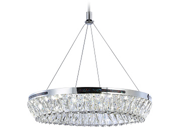 Ambrella Подвесная светодиодная люстра с хрусталем TR5022 CH/CL хром/прозрачный 3000K/4200K/6400K 47W D500*540 (Без ПДУ)