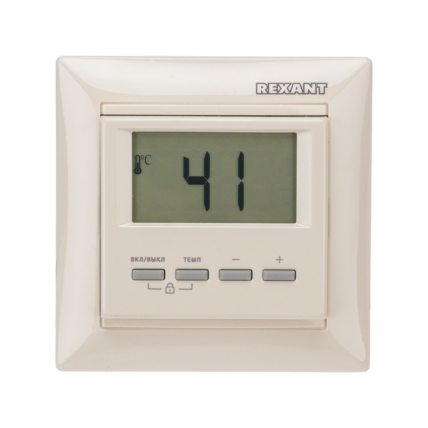Терморегулятор цифровой RX-511H (бежевый) (совместим с Legrand серии Valena) Rexant 51-0567