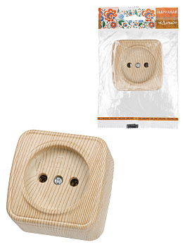 TDM Розетка 2П открытой установки IP20 10А, сосна "Дача" Народная SQ1824-0037