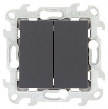 Simon 24 Графит Двухклавишный кнопочный выключатель 10A 250В 2410151-038