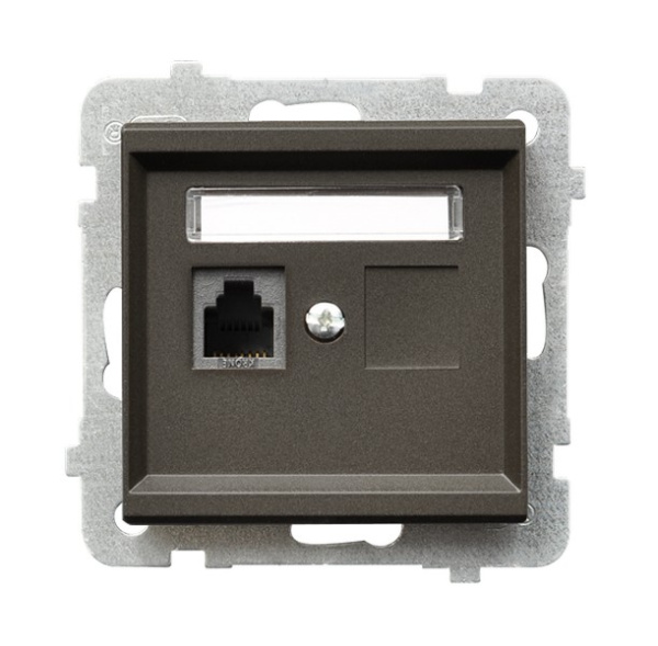 Ospel Sonata Шоколадный металлик Розетка телефонная 1-я, без рамки GPT-1R/m/40