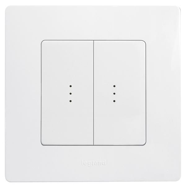 Купить Legrand Etika Белый Переключатель 2-клавишный с подсветкой, 10А, Автоматические клеммы 672216