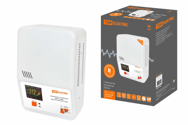 TDM Стабилизатор напряжения ССР1-1-3 кВА электронный настенный SQ1201-0025