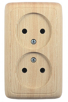 Hegel Альфа наруж Сосна РА16-143-02 Розетка двойная с изол. пластиной (250В, 16А)