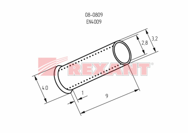 Купить Наконечник штыревой втулочный L-9мм 4мм² (НШВ 4.0-9 / НГ 4,0-9) Rexant 08-0809