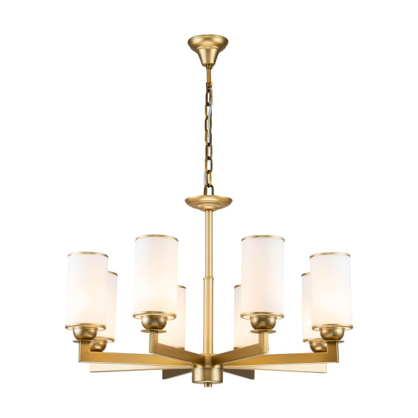 Favourite 2621-8P подвесная люстра Каркас цвета латунь, плафоны из белого матового стекла