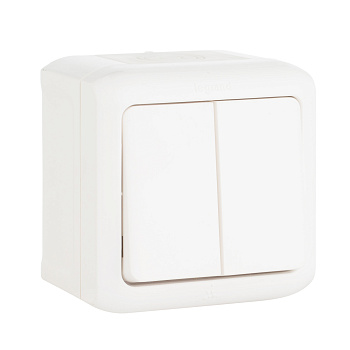Legrand Quteo Белый Выключат 2-клавишный IP44 10А 782302