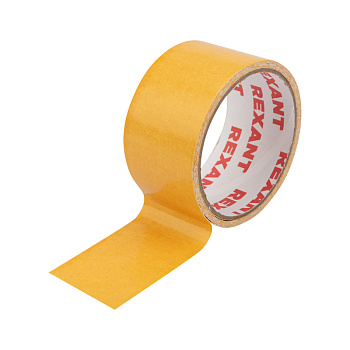 Двухсторонний скотч , тканевая основа 48 мм, ролик 5 м Rexant 09-6348