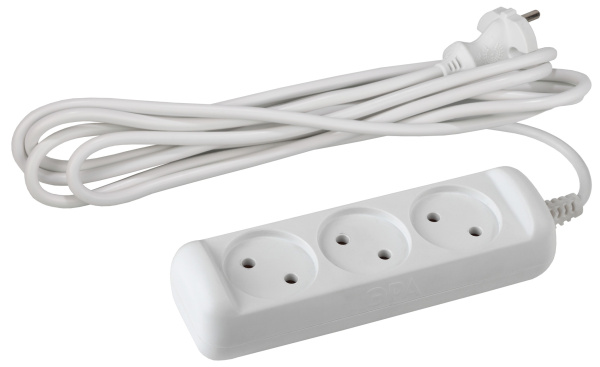 ЭРА UX(6)-3-3m Удлинитель без зазeмления., 2х0.75мм2, ПВС, 3гн, 3м