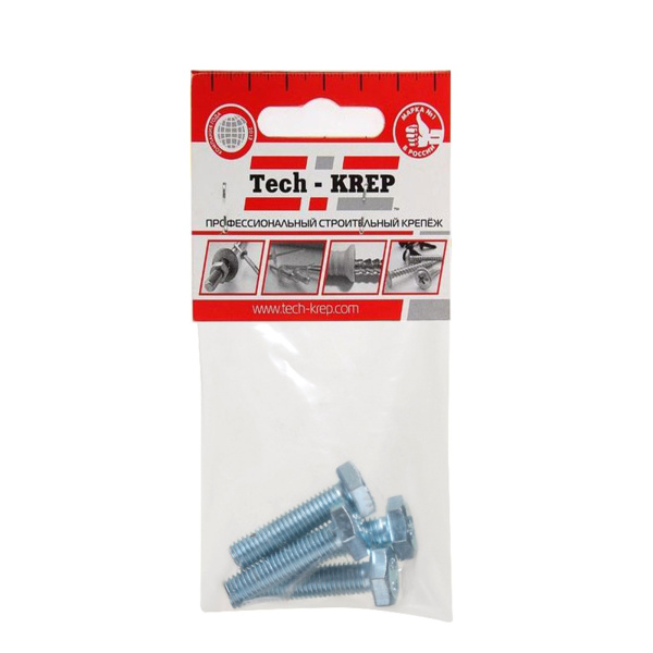 Tech-Krep Болт DIN933 с шестигранной головкой оцинк. М8х30 (4 шт) - пакет 102970