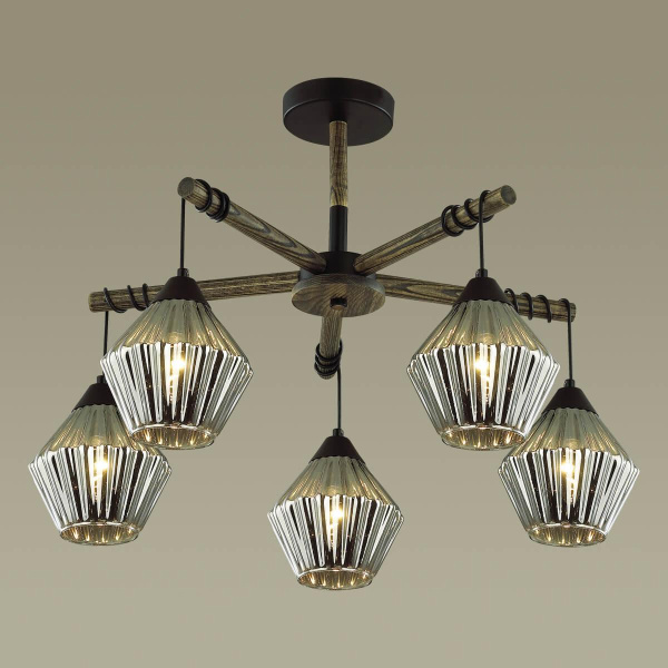Купить Lumion 4564/5C COUNTY LN21 черный, дерево Люстра потолочная E27 5*60W 220V JUSTINE