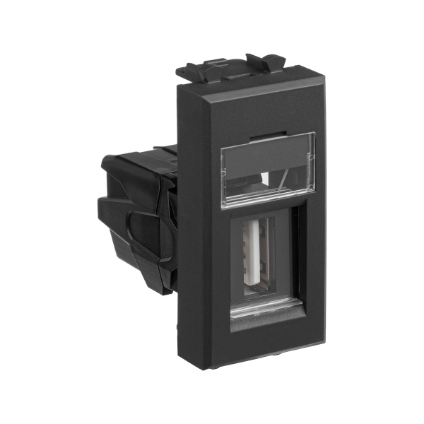 Купить DKC USB 2.0 розетка модульная, тип А-А, "Avanti", "Черный матовый", 1 модуль