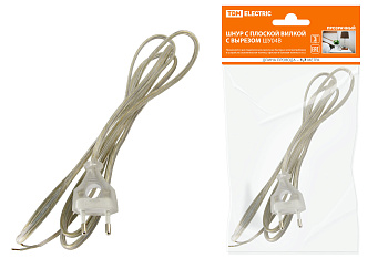 TDM Шнур с плоской вилкой с вырезом ШУ04 ШВВП 2х0,75мм2 1,7 м. прозрачный SQ1305-0034