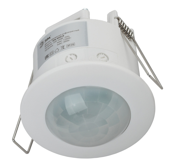 ЭРА MD 018 Датчик движения Датчик движения белый, 1200Вт, 360 градусов.,6М, IP20